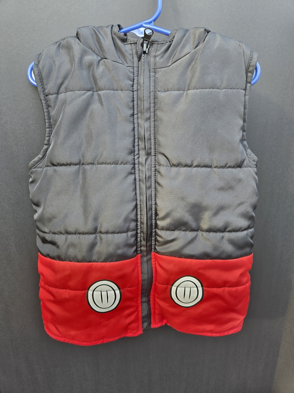 Disney Kids Black and Red Puffer Vest with Icon Buttons